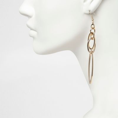 Gold tone interlocking drop earrings